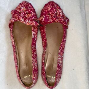 AERIN ZAHARA pink fabric print cap toe espadrille ballet flats size 9